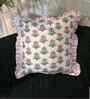 WhiteFloral  Floral Cotton Ruffle 18x18 inches Cushion Cover