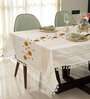 Bloom lines Embroidered Cotton Table cover ( 4 Seater  )