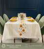 Bloom lines Embroidered Cotton Table cover ( 4 Seater  )