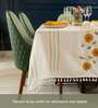 Bloom lines Embroidered Cotton Table cover ( 6 Seater  )