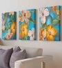 Blossom Apricot Multicolour Engineered Wood (Set of 3) Art Panels