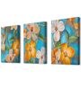 Blossom Apricot Multicolour Engineered Wood (Set of 3) Art Panels