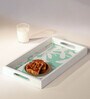 Blossom White & Green Wood Serving Tray