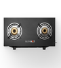 BlowHot Ruby 2 Burners Gas Stove Manual Ignition Heavy Brass Burners, Heavy Black Powder Coated Body