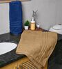 Blue & Beige Cotton Solid 550 GSM 2 Pcs Bath Towels