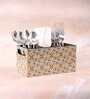 Blue & Beige Mdf Wood Square 1 Pcs Cutlery Holder
