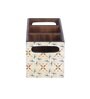 Blue & Beige Mdf Wood Square 1 Pcs Cutlery Holder