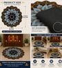 Blue & Black 23x23 Inch Lotus Mandala 7D Rubber Printed Rangoli Floor Mat