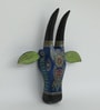 Blue & Black Handcrafted Cow Sclupture Mango Wood Wall Mask