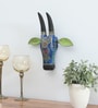 Blue & Black Handcrafted Cow Sclupture Mango Wood Wall Mask