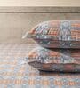 Blue & Brown 144TC Cotton Flat Super King Bedsheet with 2 Pillow Covers