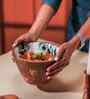 Blue & Brown Acacia Wood  Serving Bowls