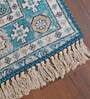 Blue Persian Faux Silk 5 ft x 7 ft Hand Woven Carpet