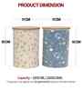 Blue & Cream Floral Printed Metal Airtight Containers With Wooden Lids Set Of 3