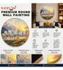 Blue & Gold 7 Horses Round Wall Art 15 Inch
