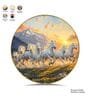 Blue & Gold 7 Horses Round Wall Art 15 Inch