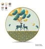 Blue & Gold Deer Round Wall Art 15 Inch
