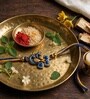 Blue & Gold Handmade Twin Peacock Rakhi With Blue Enamel, Crystal Stones, Gold Beads & Premium Cotton Thread