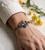 Blue & Gold Handmade Twin Peacock Rakhi With Blue Enamel, Crystal Stones, Gold Beads & Premium Cotton Thread