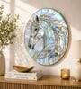 Blue & Gold Horse Round Wall Art 15 Inch