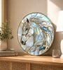 Blue & Gold Horse Round Wall Art 15 Inch