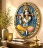 Blue & Gold Krishna Round Wall Art 15 Inch