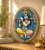 Blue & Gold Krishna Round Wall Art 15 Inch
