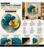 Blue & Gold Leaf Round Wall Art 15 Inch