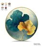 Blue & Gold Leaf Round Wall Art 15 Inch