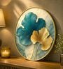 Blue & Gold Leaf Round Wall Art 15 Inch