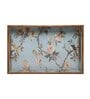 Blue & Gold MDF Wood Blue Bird  Rectangle Serving Tray