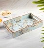 Blue & Gold MDF Wood Blue Bird  Rectangle Serving Tray
