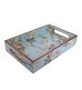 Blue & Gold MDF Wood Blue Bird  Rectangle Serving Tray