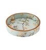 Blue & Gold MDF Wood Blue Gird  Round Serving Tray