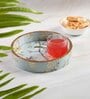 Blue & Gold MDF Wood Blue Gird  Round Serving Tray