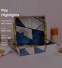 Blue & Gold MDF Wood Blue Triangle (Set of 2) Serving Tray
