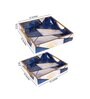 Blue & Gold MDF Wood Blue Triangle (Set of 2) Serving Tray