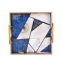 Blue & Gold MDF Wood Blue Triangle (Set of 2) Serving Tray