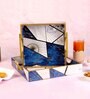 Blue & Gold MDF Wood Blue Triangle (Set of 2) Serving Tray