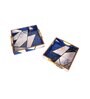 Blue & Gold MDF Wood Blue Triangle (Set of 2) Serving Tray