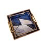 Blue & Gold MDF Wood Blue Triangle (Set of 2) Serving Tray