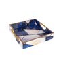 Blue & Gold MDF Wood Blue Triangle (Set of 2) Serving Tray