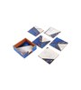 Blue & Gold Mdf Wood Square (Set of 6) Coasters