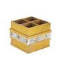 Blue & Gold Mdf Wood Square 1 Pcs Cutlery Holder