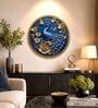 Blue & Gold Peacock Round Wall Art 15 Inch