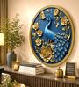 Blue & Gold Peacock Round Wall Art 15 Inch