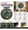 Blue & Gold Peacock Round Wall Art 15 Inch