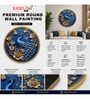 Blue & Gold Peacock Round Wall Art 15 Inch