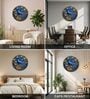 Blue & Gold Peacock Round Wall Art 15 Inch