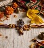 Blue & Gold Premium Krishna Handmade Rakhi With Anchor Non-Bleeding Cotton Thread